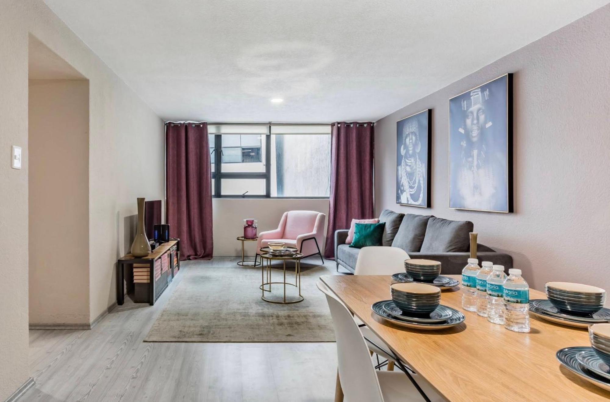 Cozy Roma Norte Flat - Parking- Wifi - Sleeps 6 Мехико Экстерьер фото
